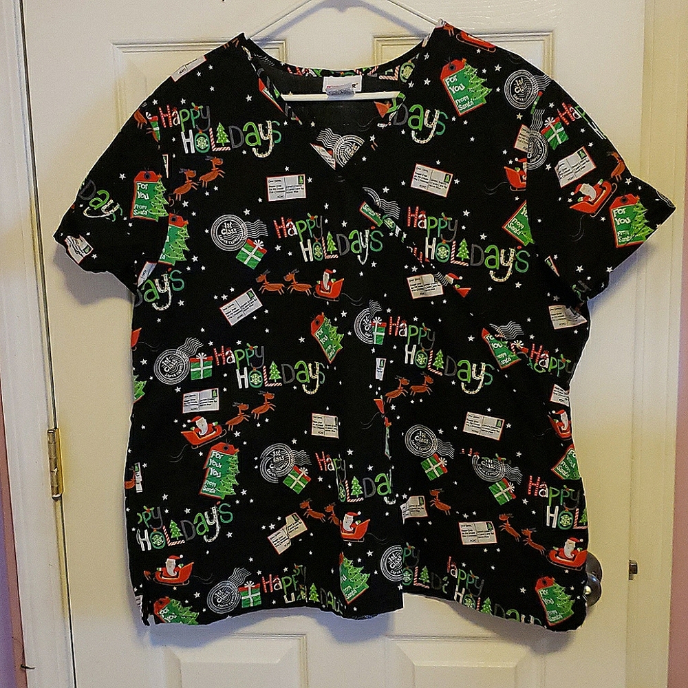 Christmas scrub top